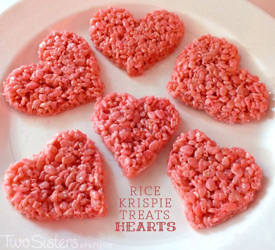 Rice Krispie Treats Hearts for Valentines Day - Two Sisters Crafting