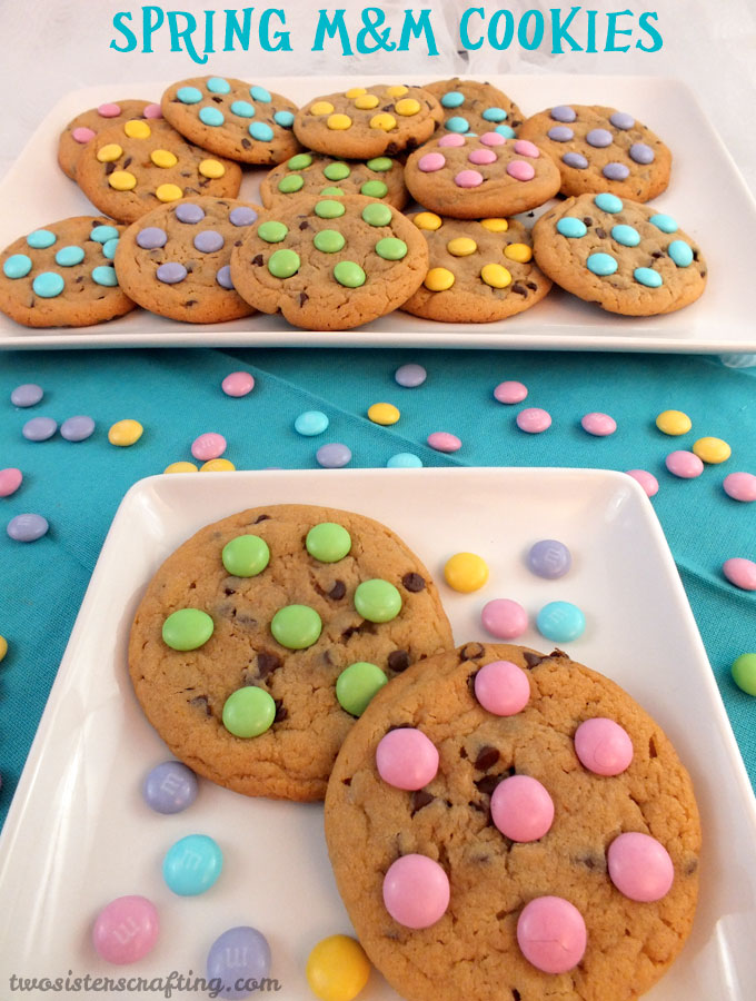 Our Spring M&M Cookies are soft, chewy, chock full of chocolate and taste as good as they look. An easy and colorful Easter Dessert, Spring Cookie or Mother's Day treat. Pin this yummy Easter Cookie for later and follow us for more Easter Food ideas.