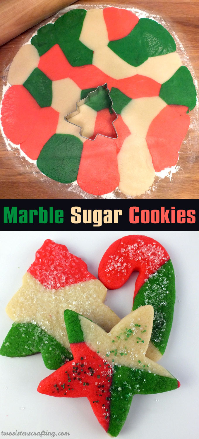 These festive Marble Sugar Cookies are a unique take on traditional Christmas Sugar Cookies and will be one of your family's favorite Christmas Desserts. This is a great Christmas Cookie that is easy to make and tastes great too!  Follow us for more fun Christmas Foods.