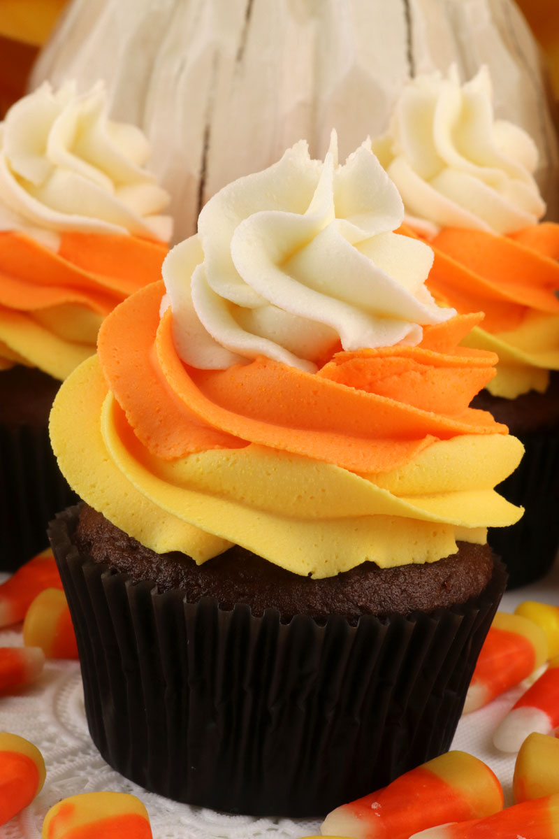 Candy Corn Swirl Cupcakes - Two Sisters