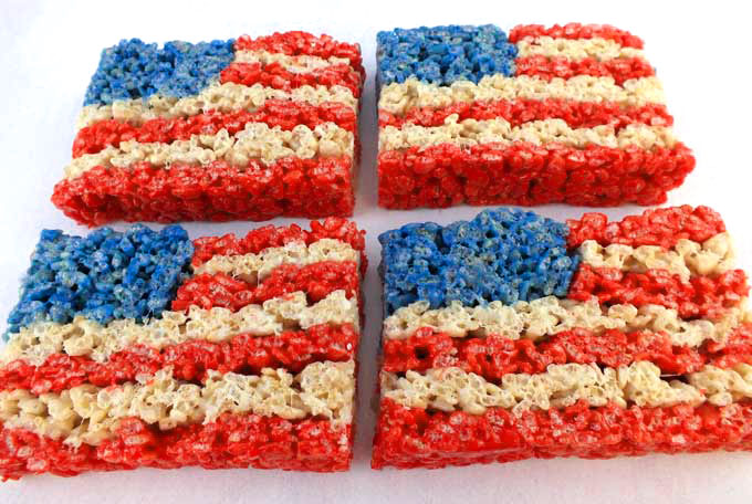 Rice Krispy Treats | All-American 4th Of July Desserts | 4th of july desserts for a crowd