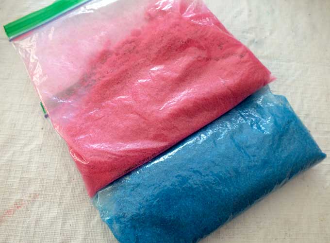 Colored Sugar in Plastic Bag