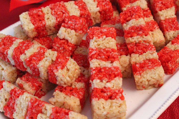 Candy Cane Rice Krispie | 16 Christmas Rice Krispie Treats Recipes You'll Love