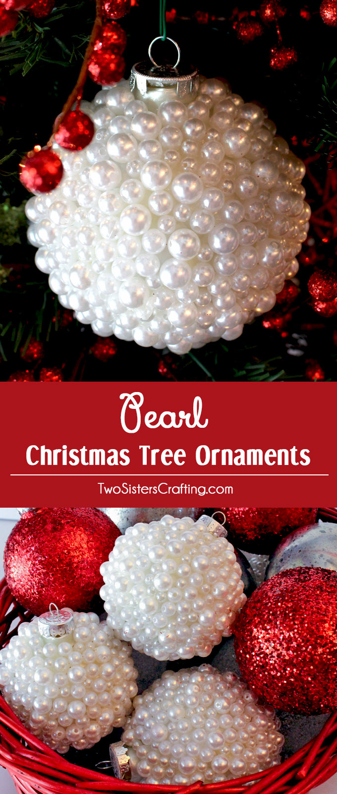 Pearl Christmas  Tree Ornaments  Two Sisters