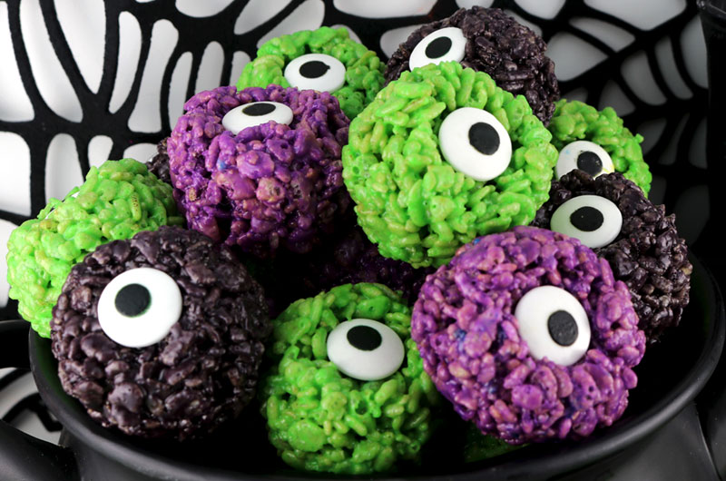 Monster Eye Balls Rice Krispie Bites - Two Sisters