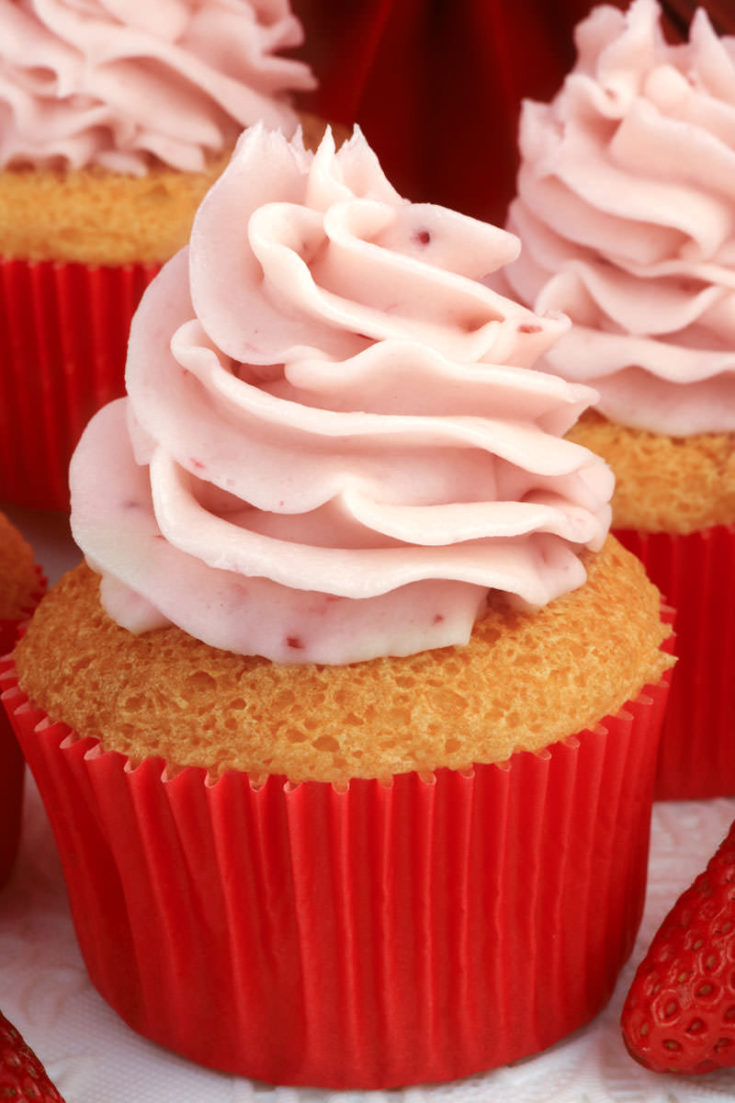 Angel Food Cupcakes with Strawberry Frosting - Two Sisters