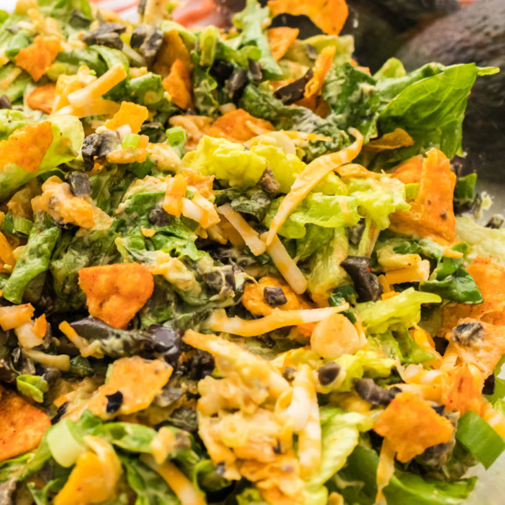 Dorito Taco Salad with Avocado Dressing